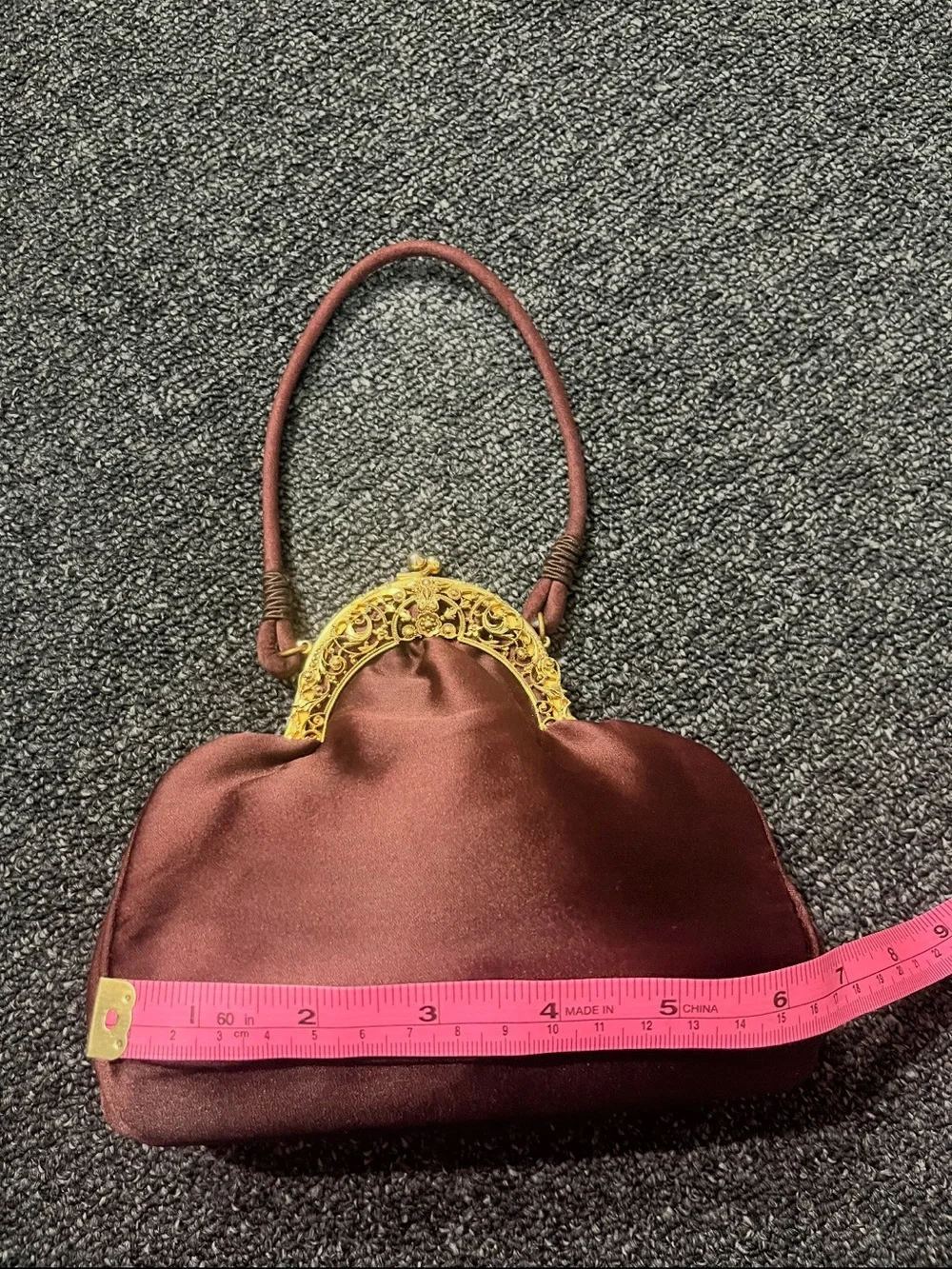 Vintage Rosenfeld Kiss-Lock Top-Handle Evening Bag Dark Cherry